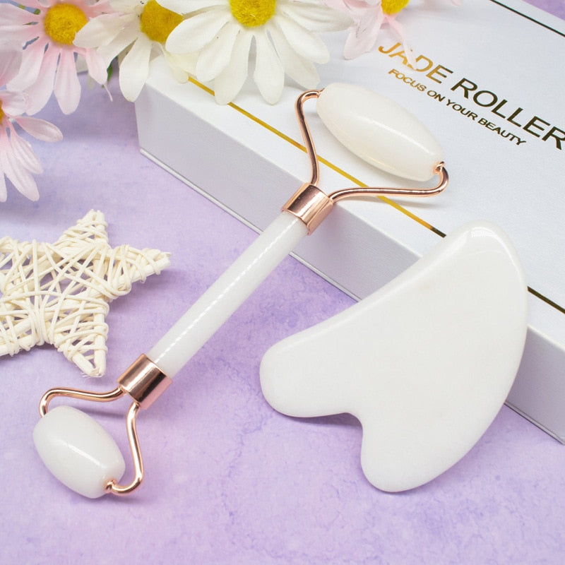 Rose Quartz Gua Sha & Facial Roller Set