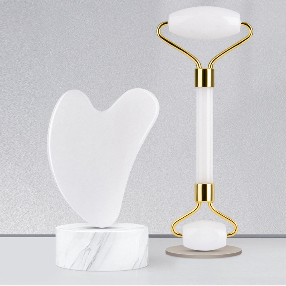 Rose Quartz Gua Sha & Facial Roller Set